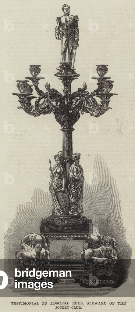 Testimonial to Admiral Rous, Steward of the Jockey Club (engraving)