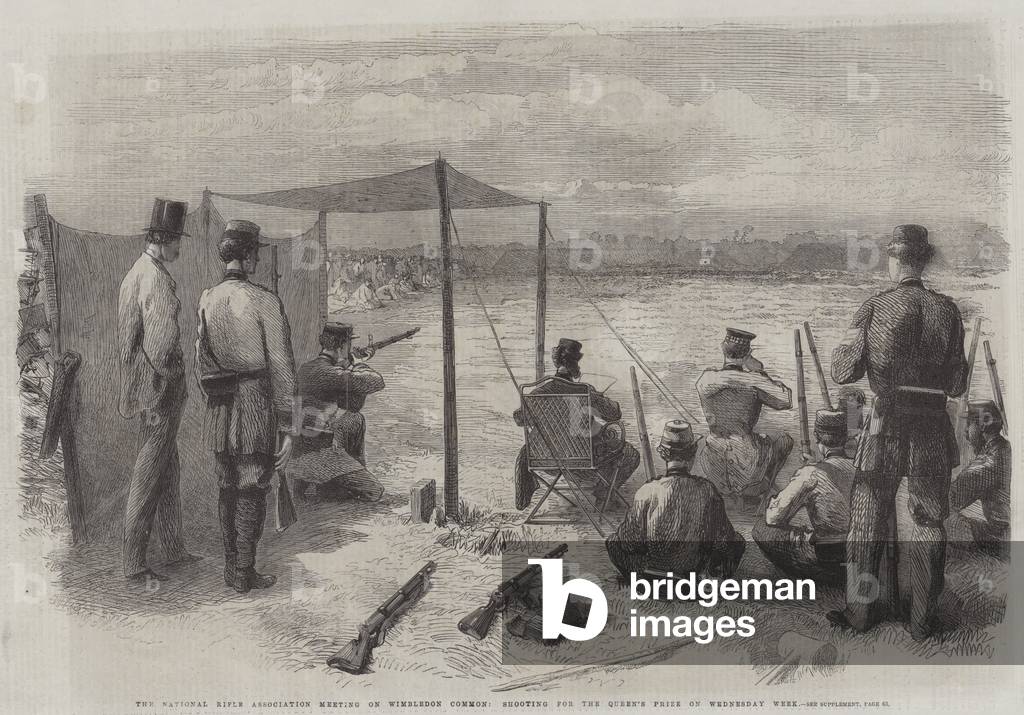 The National Rifle Association Meeting on Wimbledon Common, Shooting for the Queen's Prize on Wednesday Week (engraving)