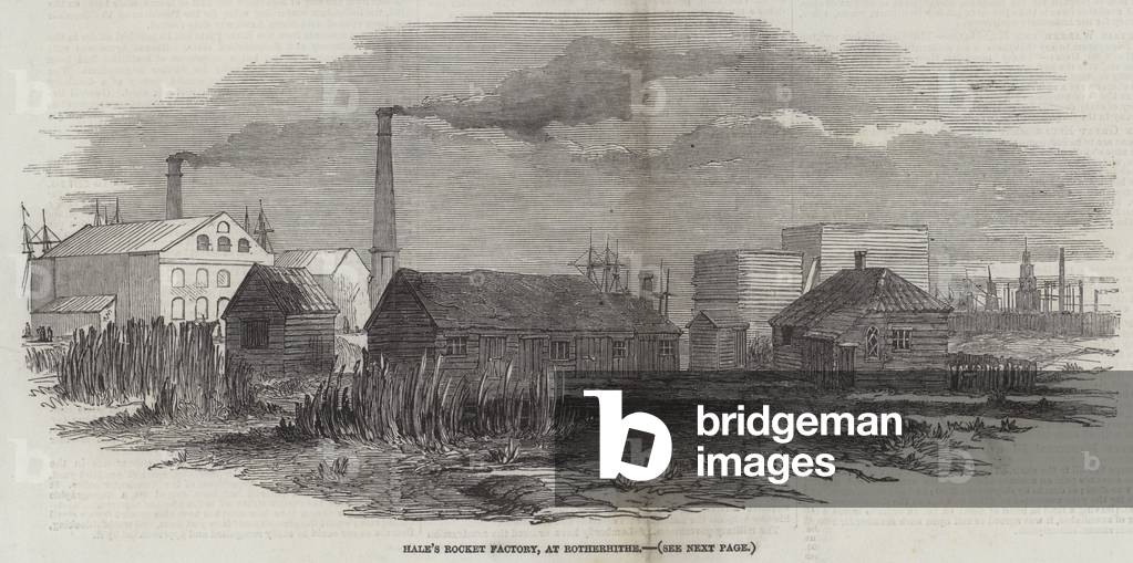 Hale's Rocket Factory, at Rotherhithe (engraving)