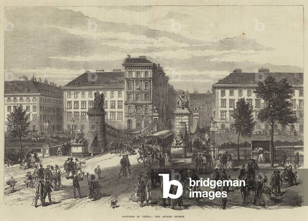 Sketches in Vienna, the Aspern Bridge (engraving)