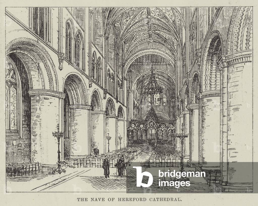 The Nave of Hereford Cathedral (engraving)