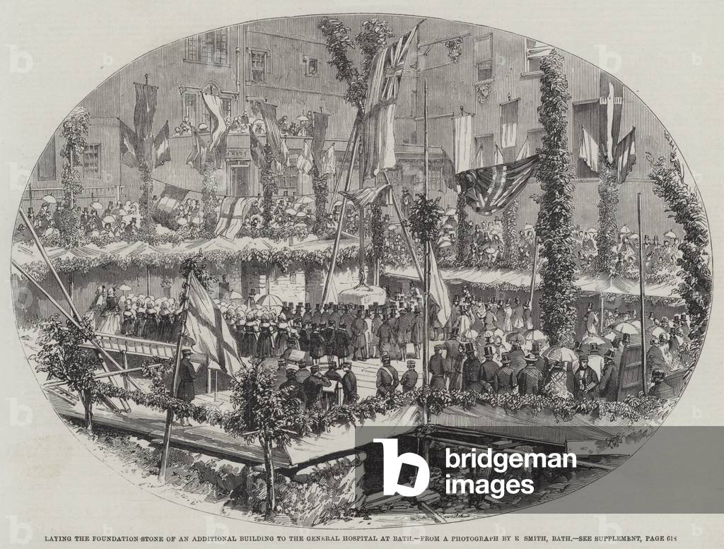 Laying the Foundation-Stone of an Additional Building to the General Hospital at Bath (engraving)