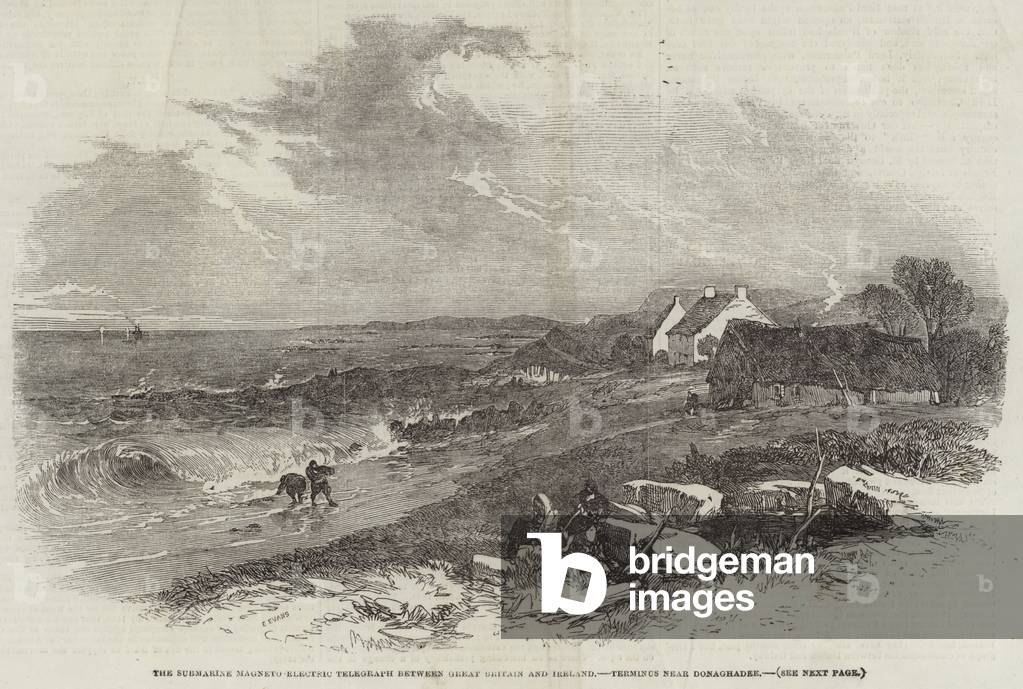 The Submarine Magneto Electric Telegraph between Great Britain and Ireland, Terminus near Donaghadee (engraving)