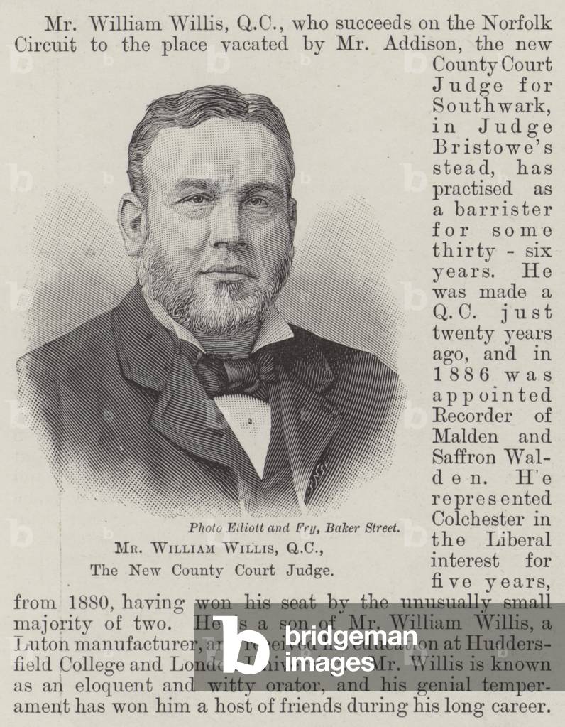 Mr William Willis, QC, the New County Court Judge (engraving)