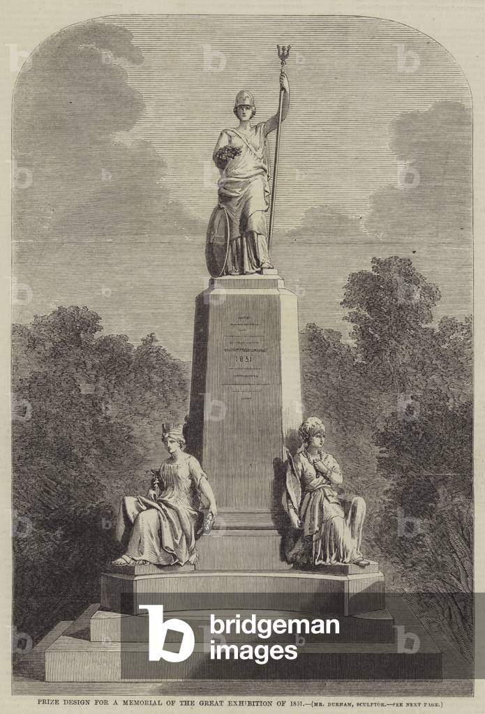 Prize Design for a Memorial of the Great Exhibition of 1851, Mr Durham, Sculptor (engraving)