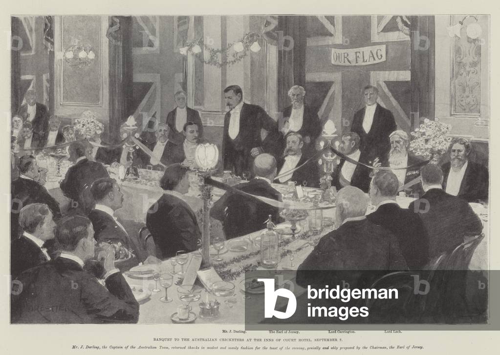 Banquet to the Australian Cricketers at the Inns of Court Hotel, 7 September (litho)
