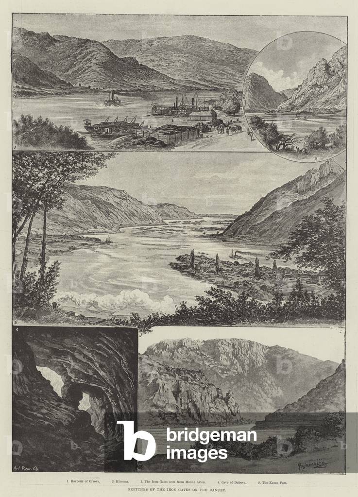 Sketches of the Iron Gates on the Danube (litho)