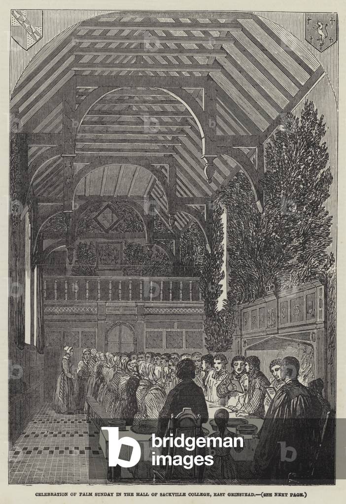 Celebration of Palm Sunday in the Hall of Sackville College, East Grinstead (engraving)