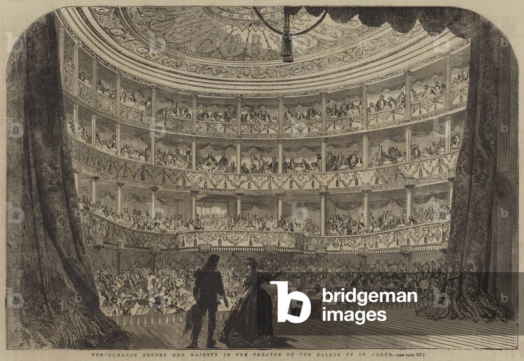 Performance before Her Majesty in the Theatre of the Palace of St Cloud (engraving)