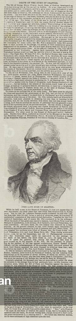 The late Duke of Grafton (engraving)