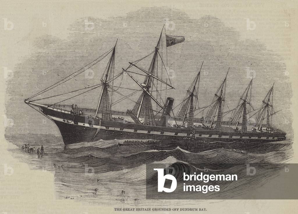 The Great Britain grounded off Dundrum Bay (engraving)