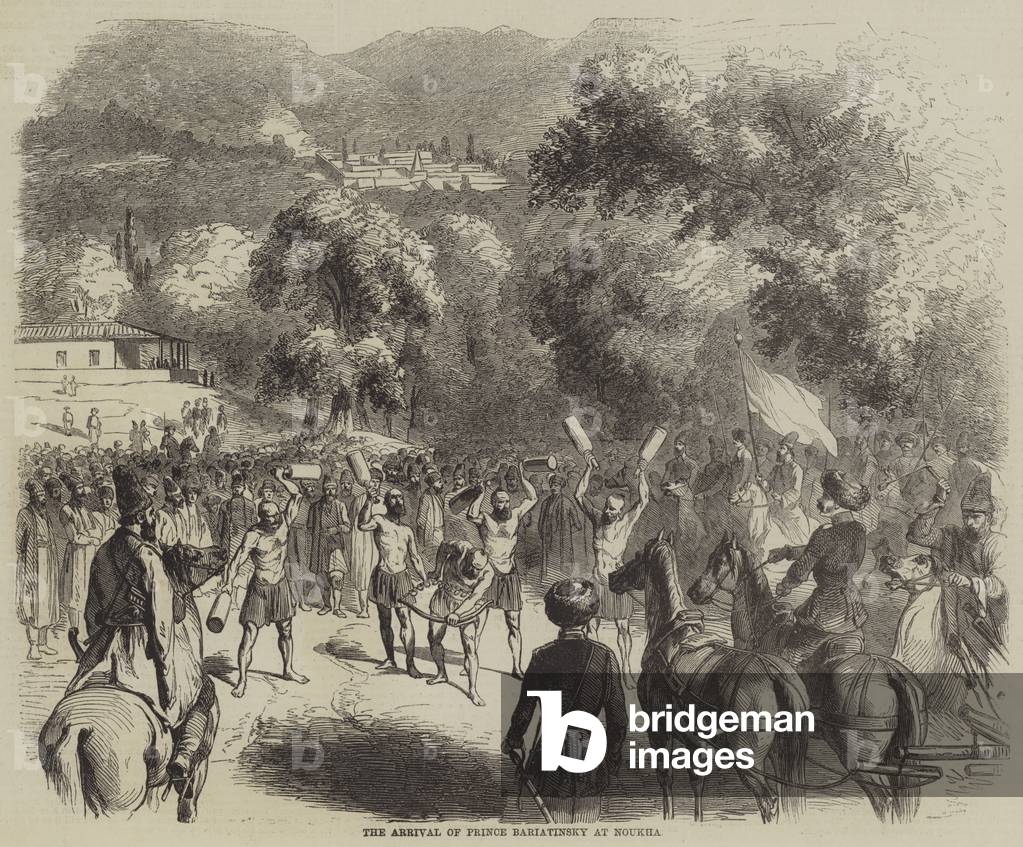 The Arrival of Prince Bariatinsky at Noukha (engraving)