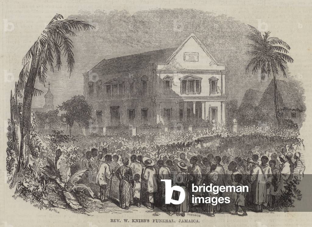 Reverend W Knibb's Funeral, Jamaica (engraving)