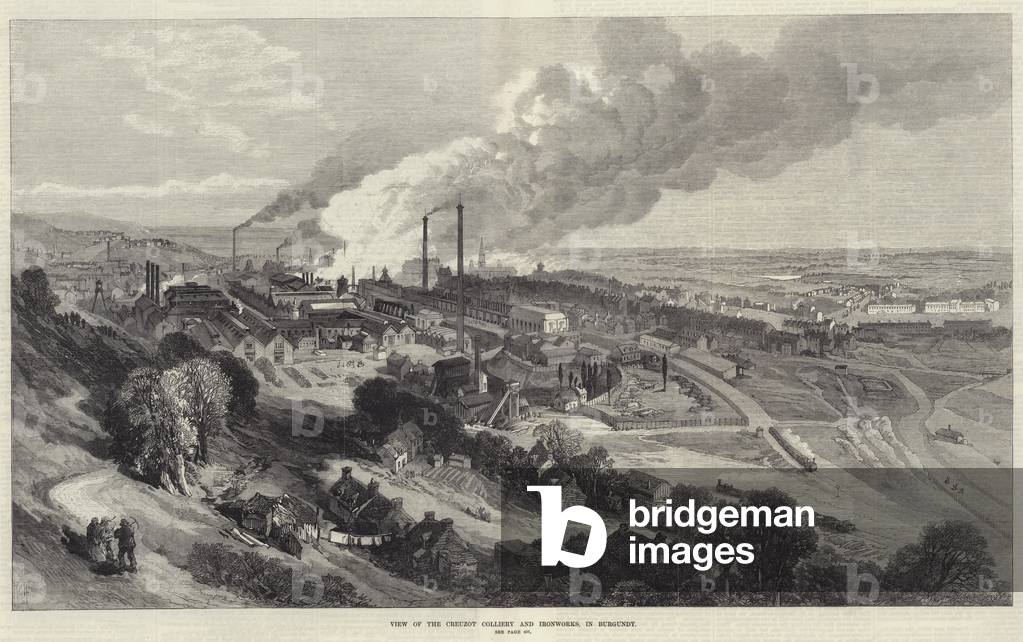 View of the Creuzot Colliery and Ironworks, in Burgundy (engraving)