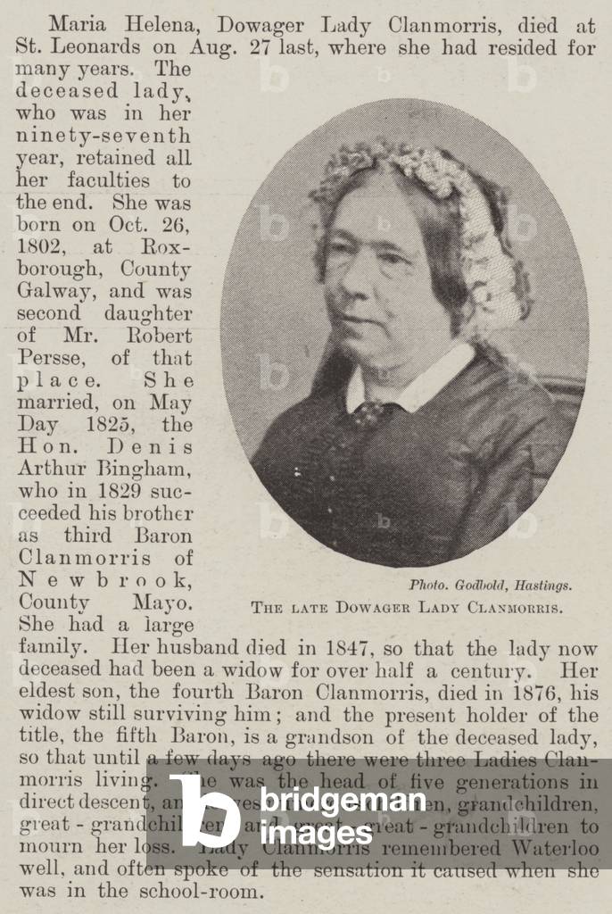 The late Dowager Lady Clanmorris (b/w photo)