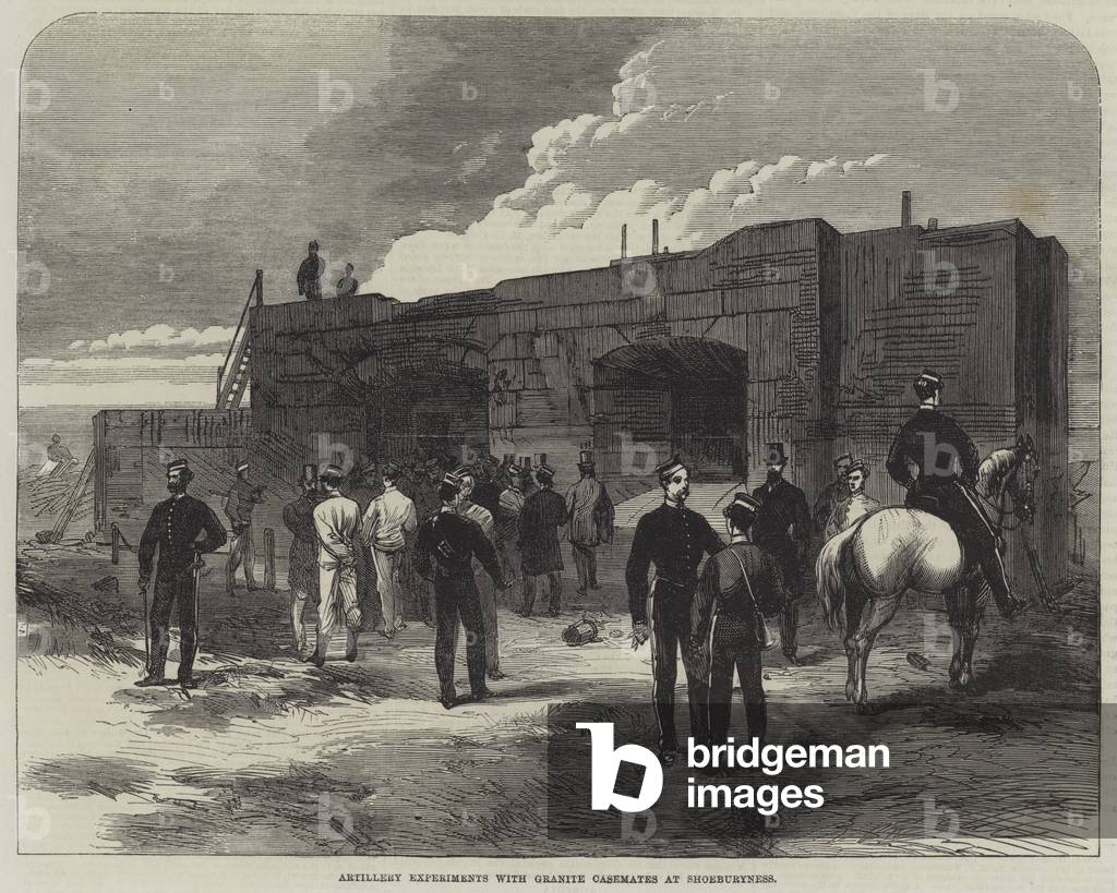 Artillery Experiments with Granite Casemates at Shoeburyness (engraving)