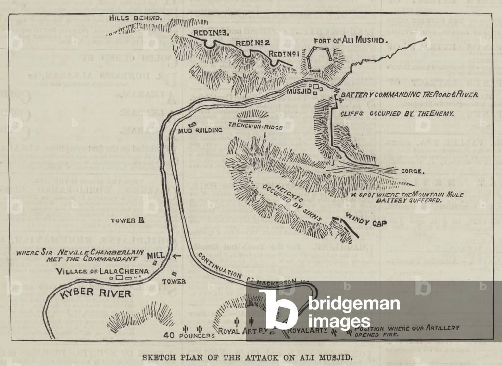 Sketch Plan of the Attack on Ali Musjid (engraving)