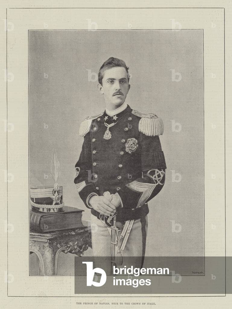 The Prince of Naples, Heir to the Crown of Italy (b/w photo)