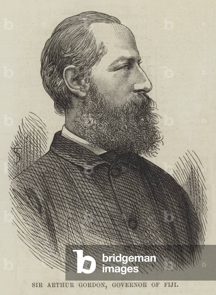 Sir Arthur Gordon, Governor of Fiji (engraving)