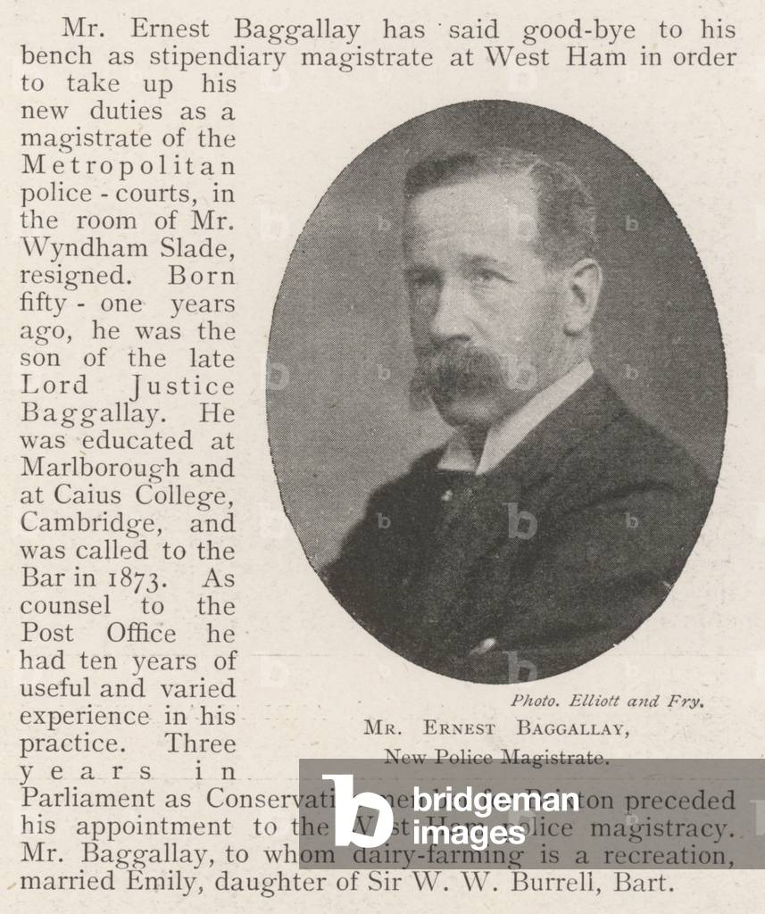 Mr Ernest Baggallay, New Police Magistrate (b/w photo)