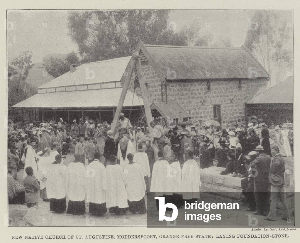 New Native Church of St Augustine, Modderspoort, Orange Free State, laying Foundation-Stone (b/w photo)