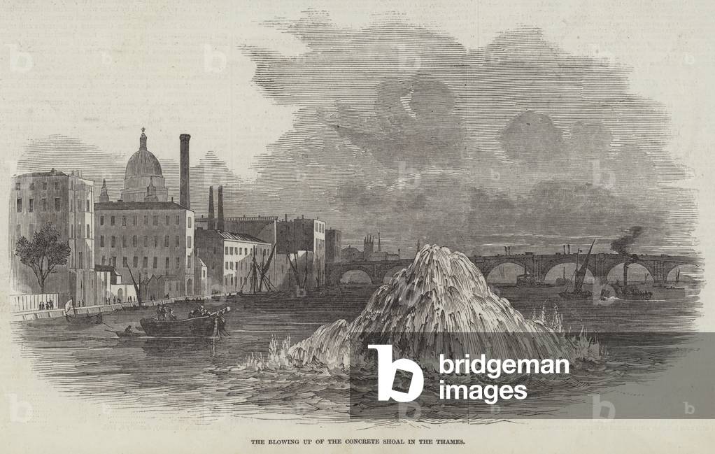 The Blowing up of the Concrete Shoal in the Thames (engraving)