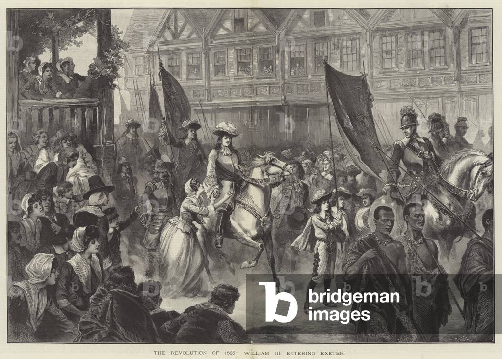 The Revolution of 1688, William III entering Exeter (engraving)