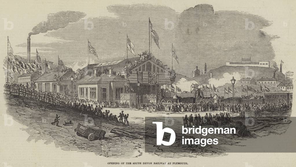 Opening of the South Devon Railway at Plymouth (engraving)
