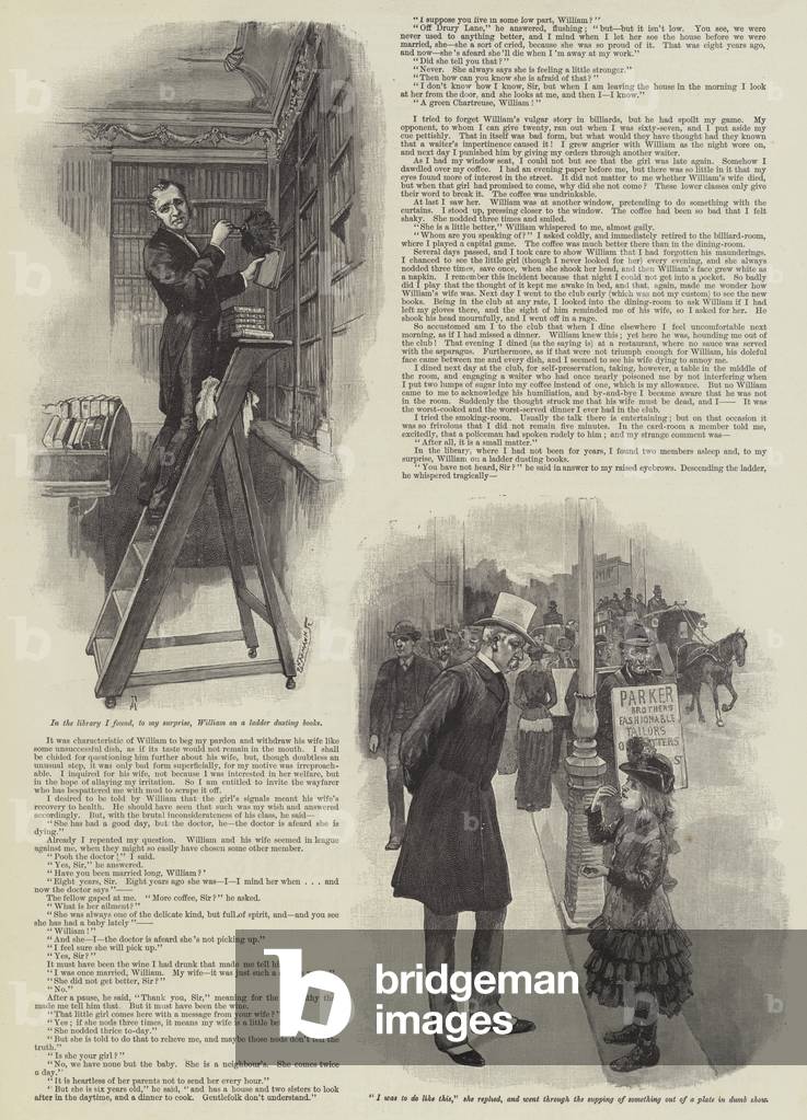 The Inconsiderate Waiter, by J M Barrie (engraving)