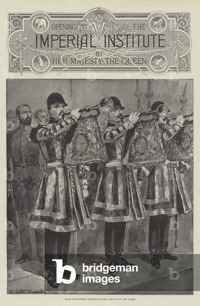 State Trumpeters announcing the Arrival of the Queen (litho)