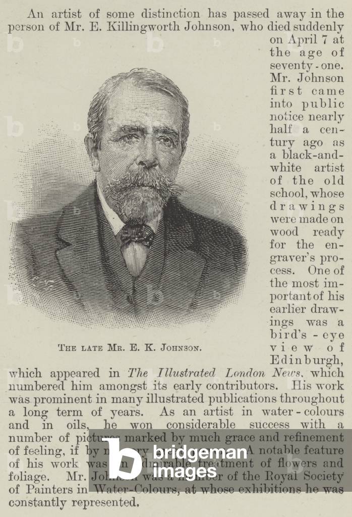 The late Mr E K Johnson (engraving)