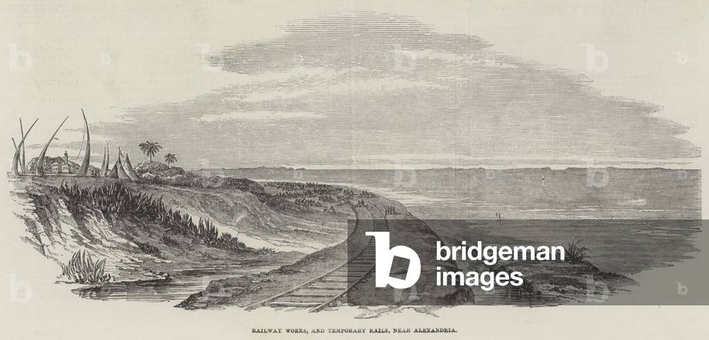 Railway Works, and Temporary Rails, near Alexandria (engraving)
