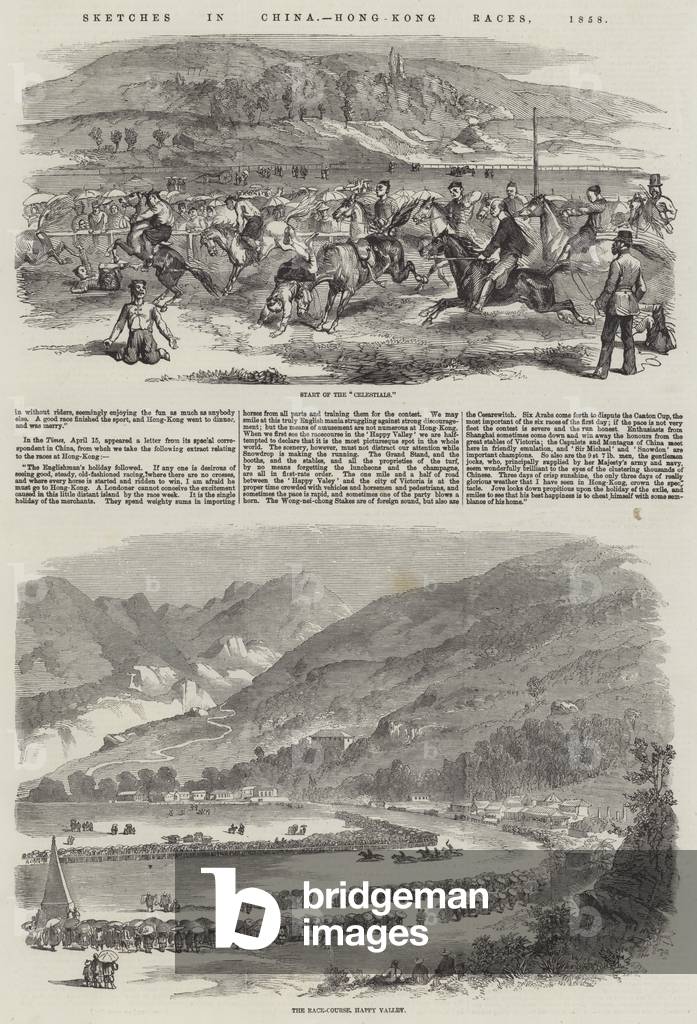 Sketches in China, Hong-Kong Races, 1858 (engraving)