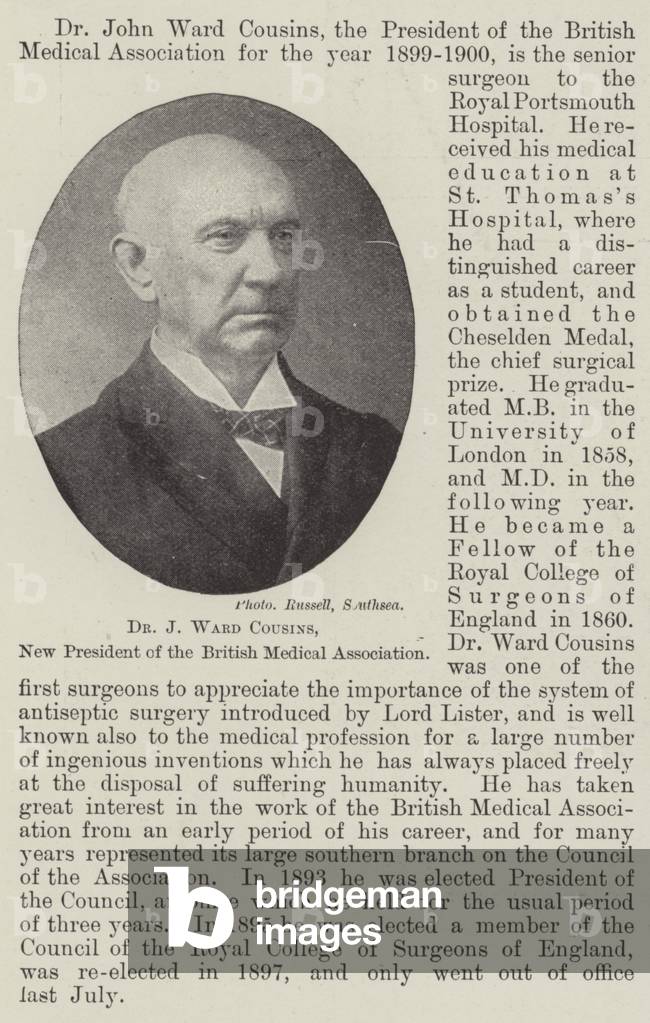 Dr J Ward Cousins, New President of the British Medical Association (b/w photo)
