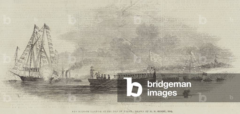 Her Majesty landing at the Isle of Wight (engraving)