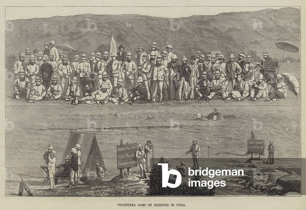 Volunteer Camp of Exercise in India (engraving)