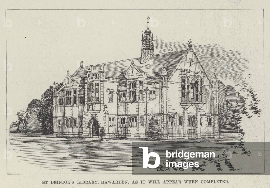 St Deiniol's Library, Hawarden, as it will appear when completed (engraving)