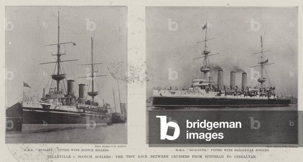 Belleville v Scotch Boilers, the Test Race between Cruisers from Spithead to Gibraltar (b/w photo)