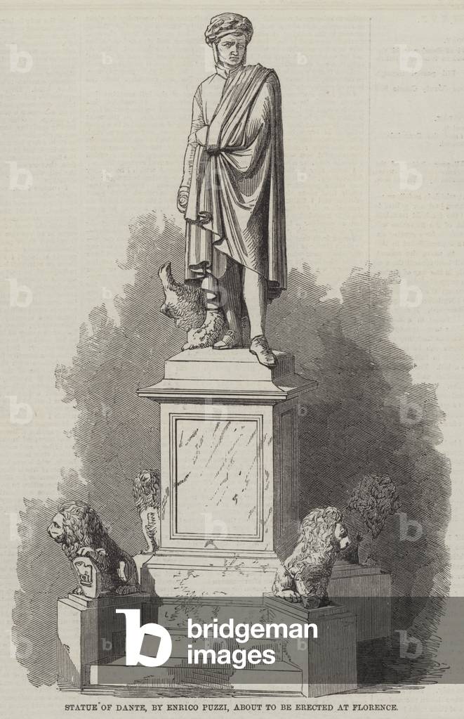 Statue of Dante, by Enrico Puzzi, about to be erected at Florence (engraving)