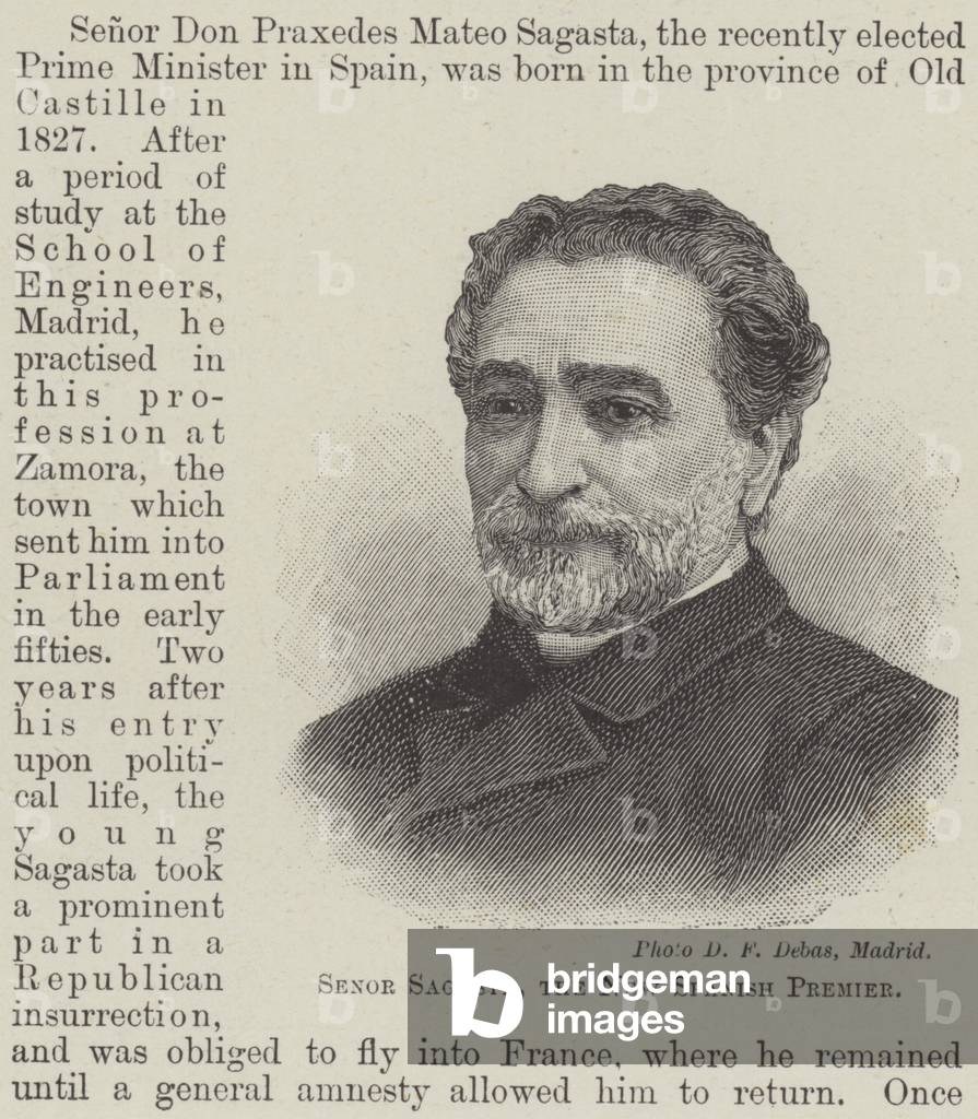 Senor Sagasta, the New Spanish Premier (engraving)