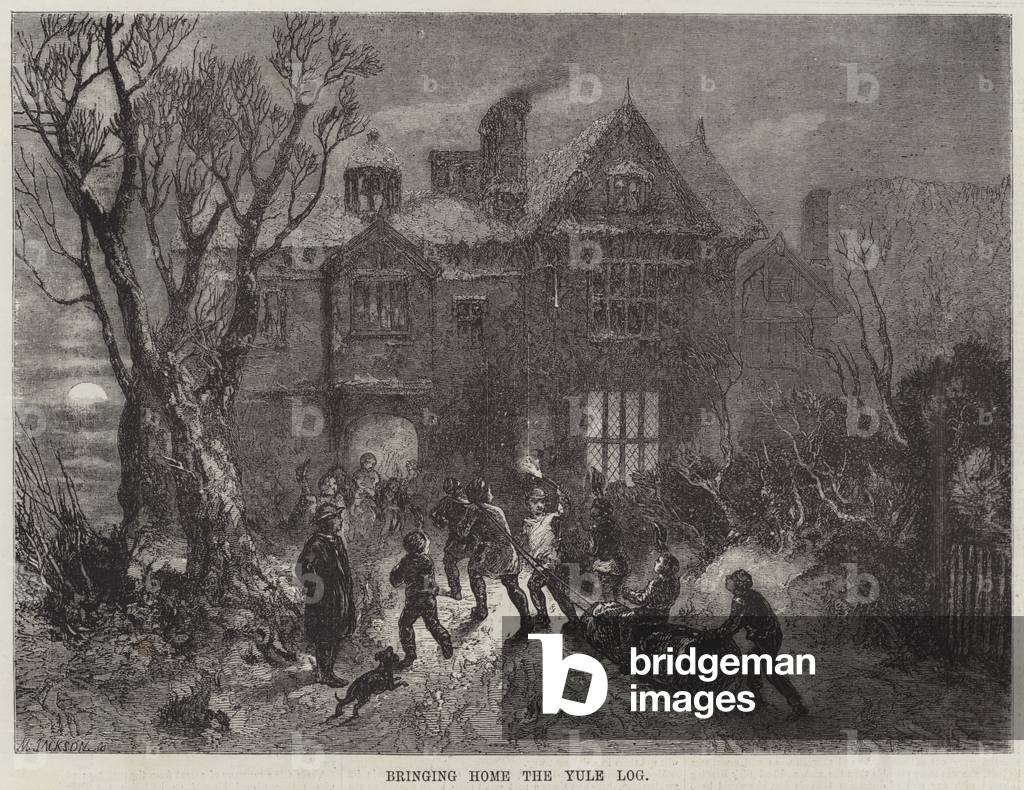 Bringing Home the Yule Log (engraving)