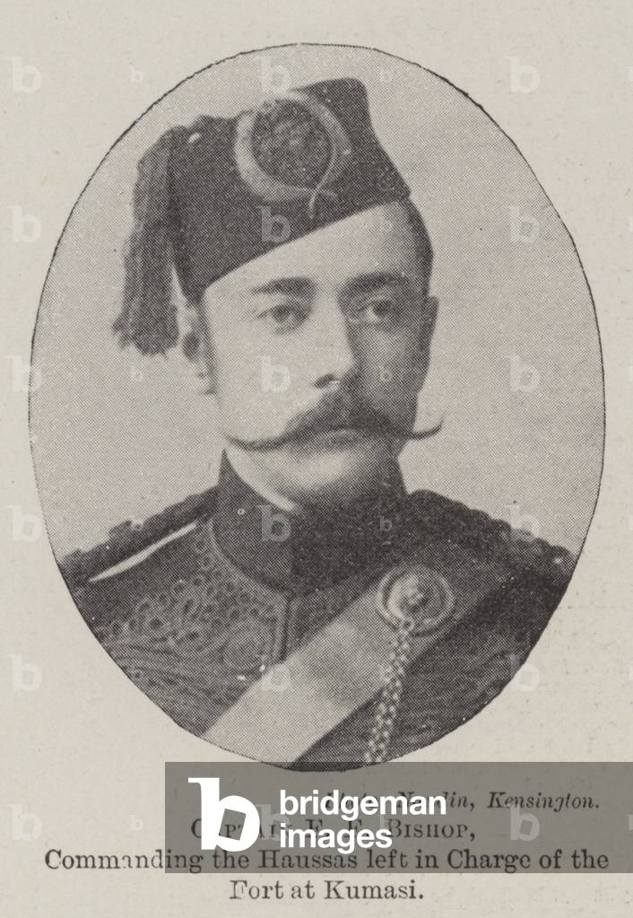 Captain F E Bishop, commanding the Haussas left in Charge of the Fort at Kumasi (b/w photo)