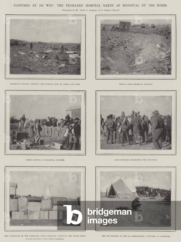 Captured by De Wet, the Yeomanry Hospital taken at Roodeval by the Boers (b/w photo)