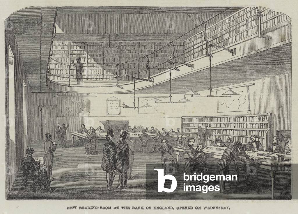 New Reading-Room at the Bank of England, opened on Wednesday (engraving)