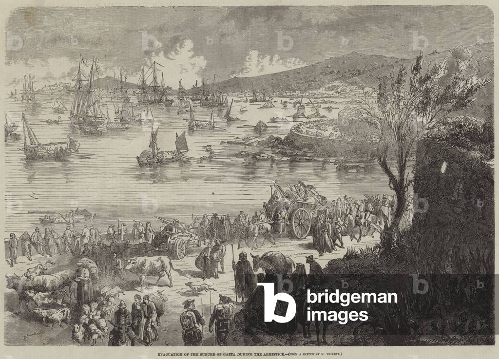 Evacuation of the Suburb of Gaeta during the Armistice (engraving)