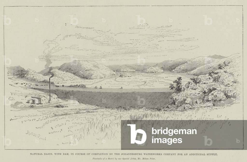 Natural Basin, with Dam, in Course of Completion by the Johannesburg Waterworks Company for an Additional Supply (engraving)