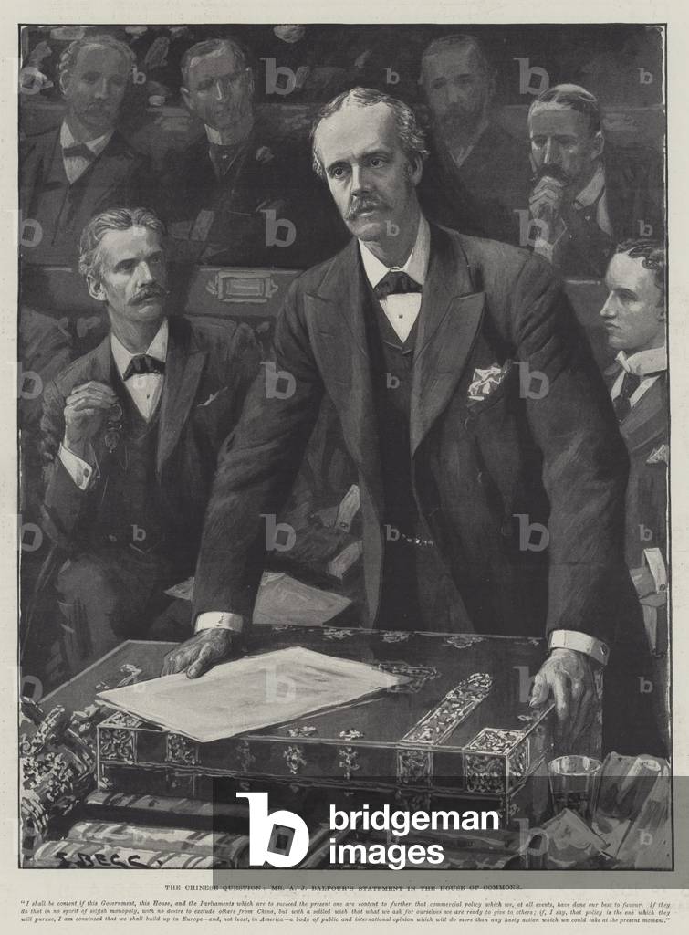The Chinese Question, Mr A J Balfour's Statement in the House of Commons (engraving)