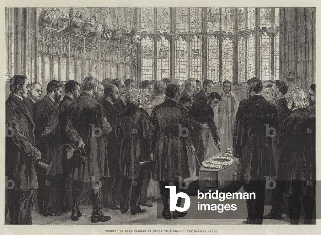Funeral of Dean Stanley in Henry VII's Chapel, Westminster Abbey (engraving)