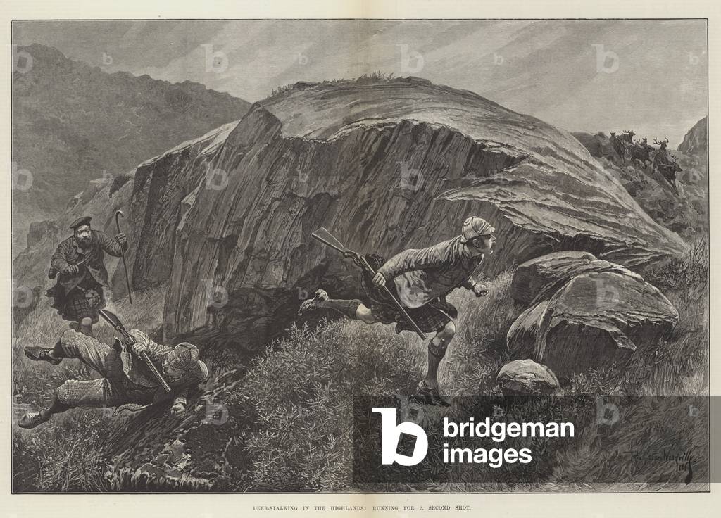 Deer-Stalking in the Highlands, running for a Second Shot (engraving)