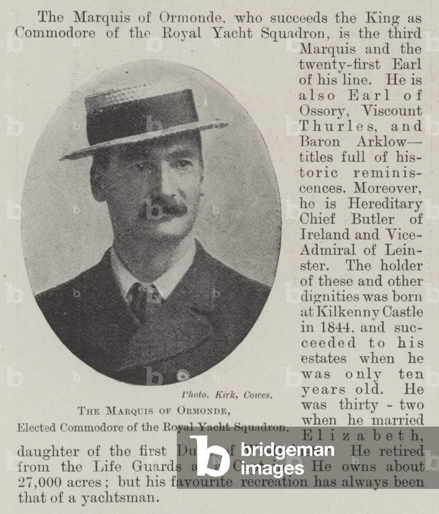 The Marquis of Ormonde, Elected Commodore of the Royal Yacht Squadron (b/w photo)